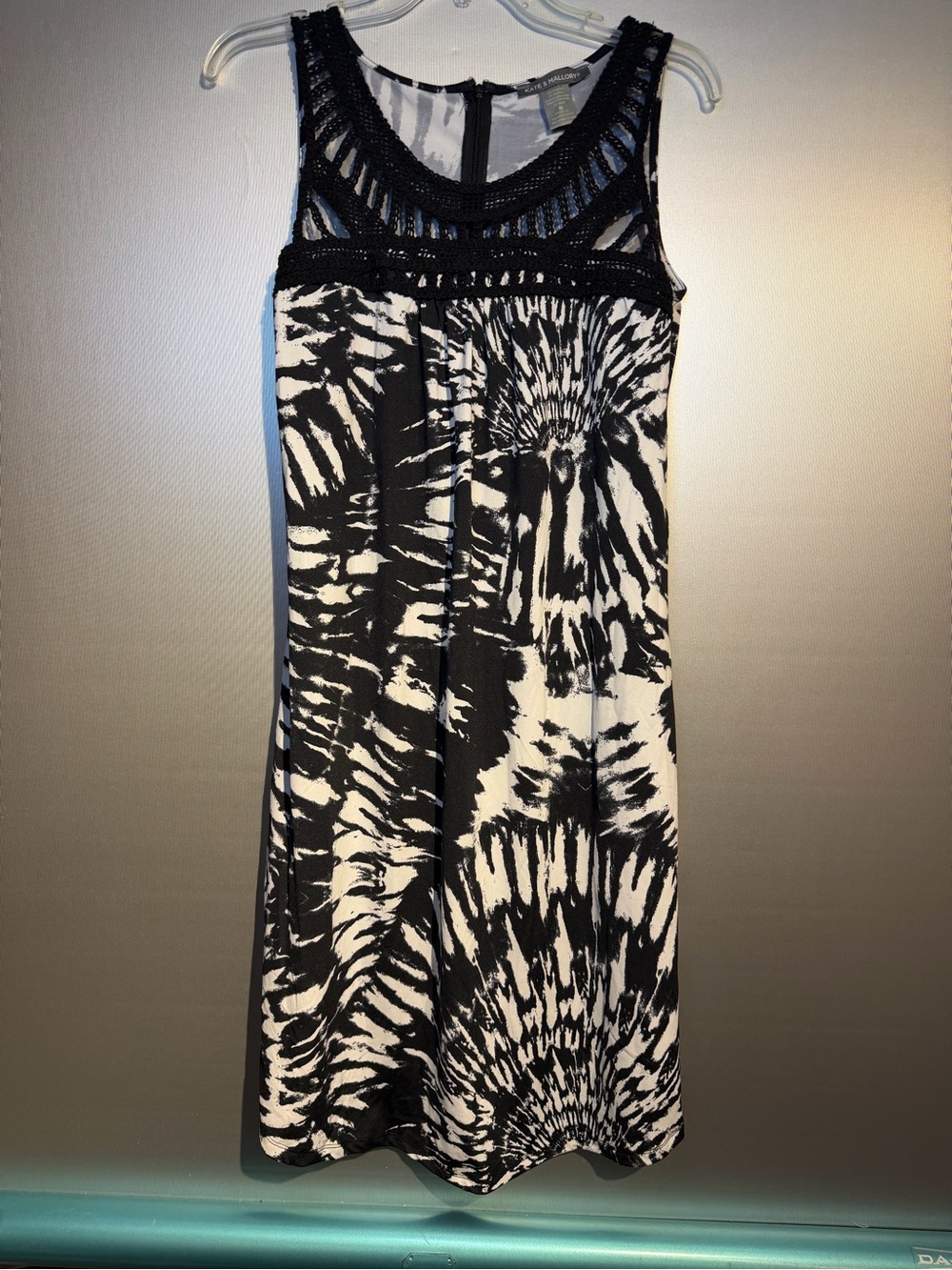 Kate & Mallory Black and White Sleeveless Crochet Yoke Sundress
